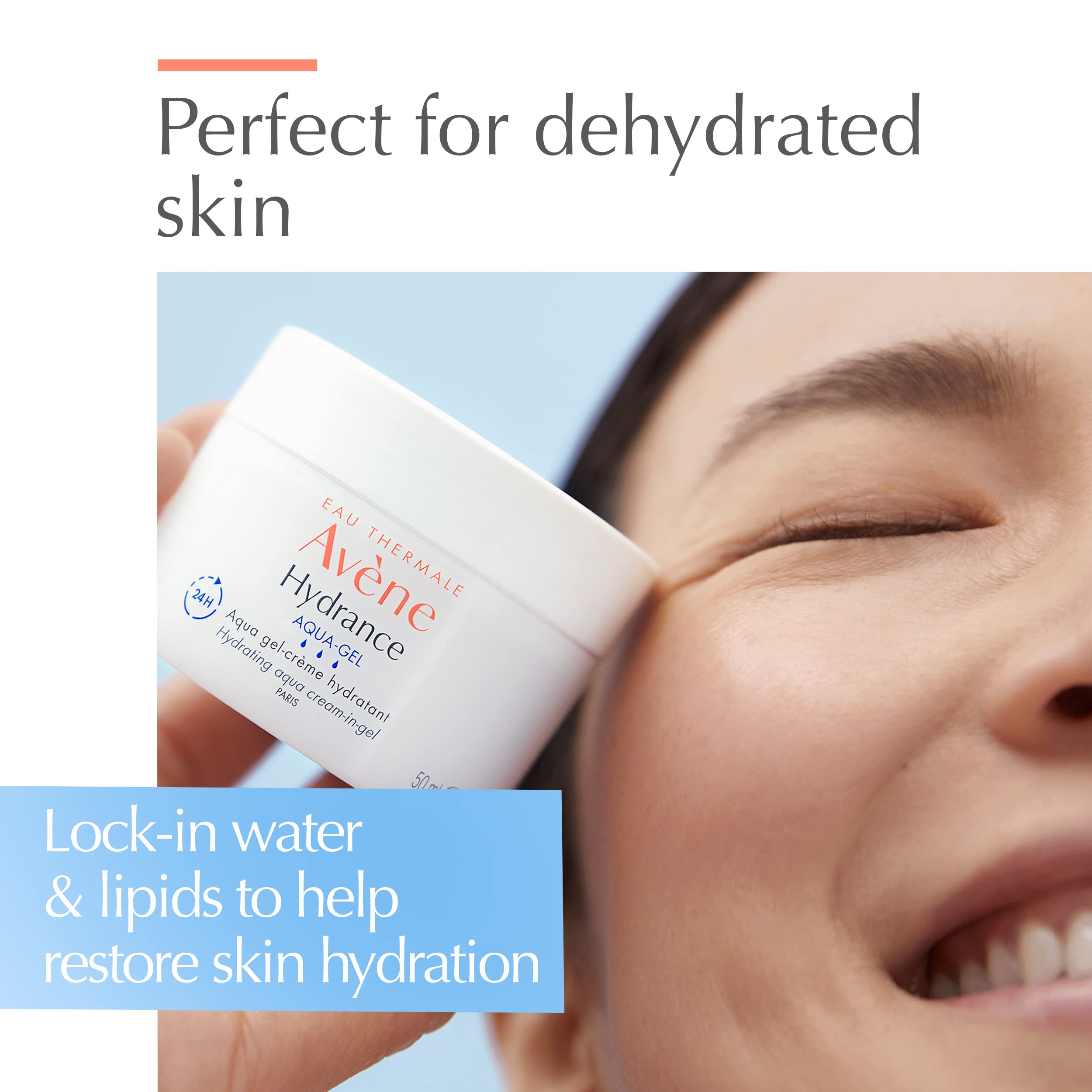 Avène Hydrance Hydrating Aqua Cream-in-Gel, 24 Hour Hydration, Antioxidant Protection, 1.6 Oz